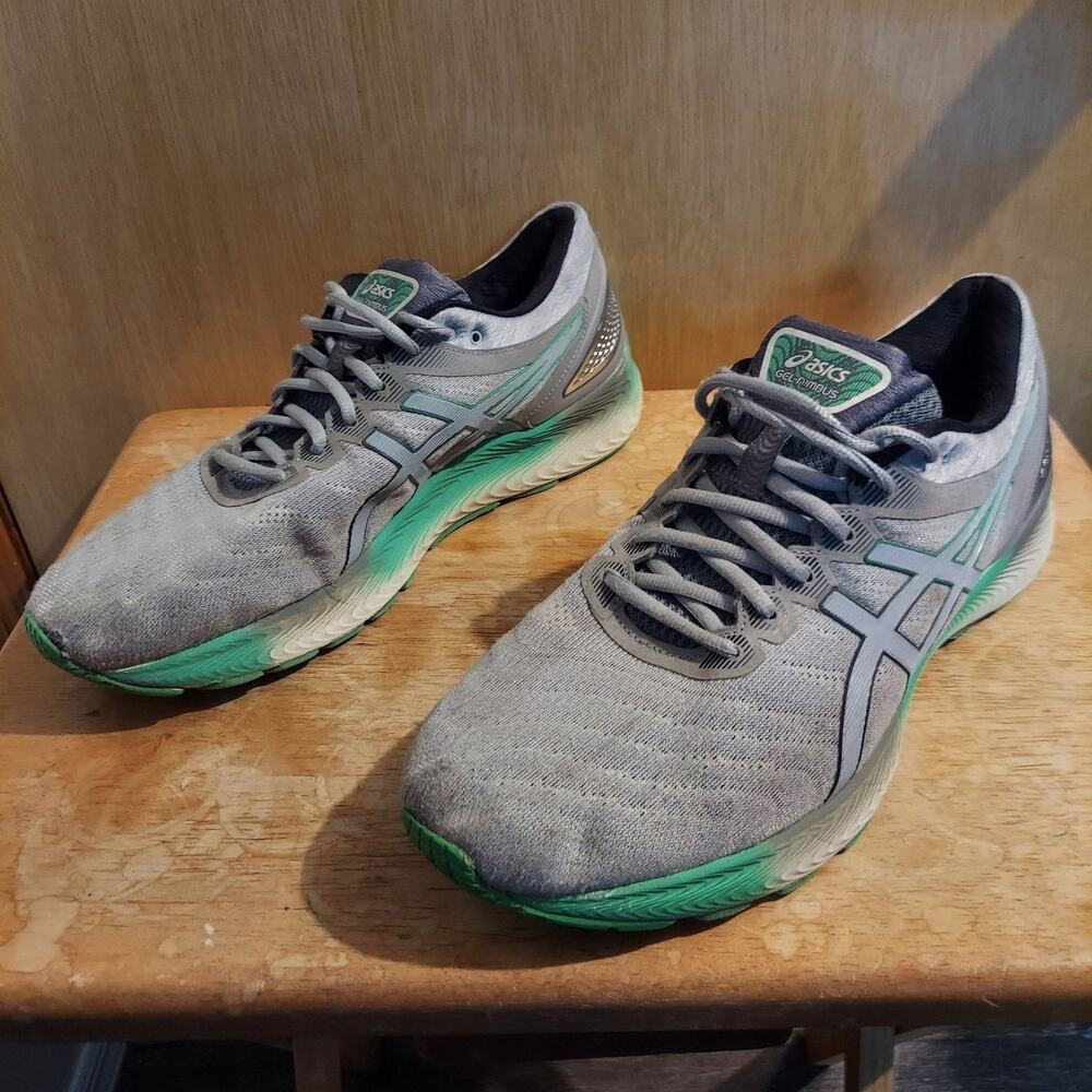 Asics Gel-Nimbus Lite 1011A782 Men's US 12 Grey Green Running Sneaker Shoes